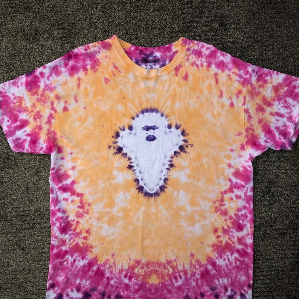 Hand Tie-Dyed Ghost on a new Universal Gildan T-shirt- size XL (male or female)